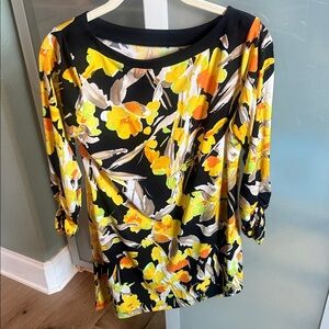 Floral Black and Yellow Blouse